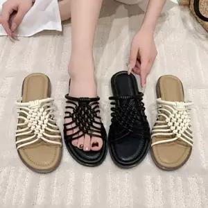 지트 위빙 짜임 꼬임 매듭 스트랩 슬리퍼 2cm