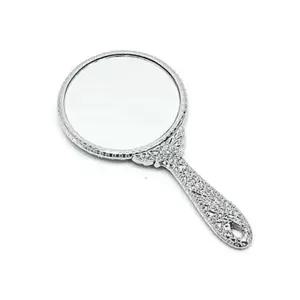 고품질 엔틱 공주풍 원형 손거울 소 1개 실버 휴대용손거울 엔틱손거울 (W663203)