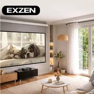 엑스젠 PET-MF 100인치 120인치 135인치 150인치 무선 탭텐션 와이드 16:9 빔프로젝터 빔프로젝트 빔스크린 롤스크린 암막 블라인드 설치 벽걸이 리모컨