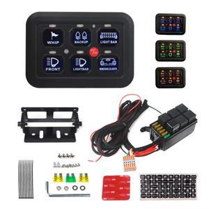 12V LED 6 갱 스위치 패널 600W-1200W 회로 제어 릴레이 시스템 상자 보트 지프 UTV 캐러밴 용 슬림 터치