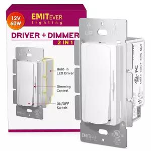 디머 라이트 스위치 및 12V 60W 디머블 LED 드라이버 2 in 1 UL 스트립 단극 또는 3방향 슬라이드 저전압