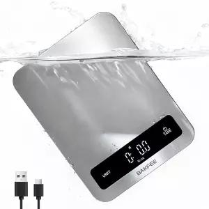 BakFeee 100 방수 식품 저울 IP67 디지털 충전식(USB-C) 0.1온스/1g 정밀도 22파운드 용량 스테인리스 스틸