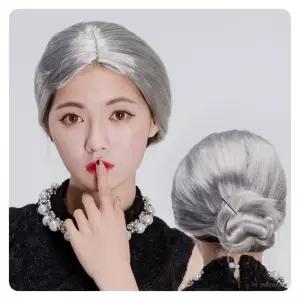 PWM-DK 파티가발 할머니가발(실버) 풍선 모자 테이블용품 장식용품 (WB08C2B)