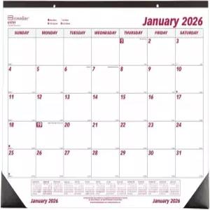 브라운라인 2026 월간 책상 패드 캘린더 12개월 1월부터 12월까지 22 x 17(C1731-26) 버건디/화이트