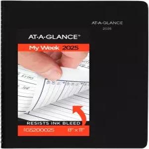 AT-A-GLANCE 2025 예약 북 플래너 주간 8 x 11 대형 분기별 데이마인드 블랙(G5200025)