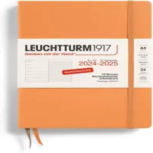 LEUCHTTURM1917 370616 주간 캘린더 및 노트북 매체 (A5) 2025 18개월 살구 독일어