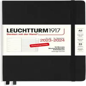 LEUCHTTURM1917 367689 주간 캘린더 및 노트북 매체 (A5) 2024 18개월 블랙 독일어