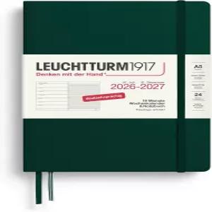 LEUCHTTURM1917 주간 캘린더 2027 A5 노트북 안감 일기 독일어 18개월 2026년 7월 - 2027년 12월 포레스트