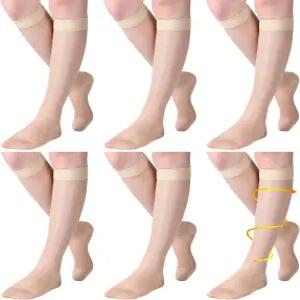 6쌍 여성용 쉬어 컴프레션 양말 2030mmHg 무릎 길이 지지 스타킹으로 순환력을 향상시킵니다