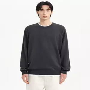 무신사 스탠다드 워셔블 수피마 코튼 크루 넥 니트 다크 그레이 6827510