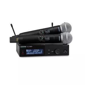 슈어 SLXD24D+/58 듀얼 핸드헬드 무선 시스템 - 리시버 SM58 캡슐이 장착된 2개 블루투스 모니터링 G57