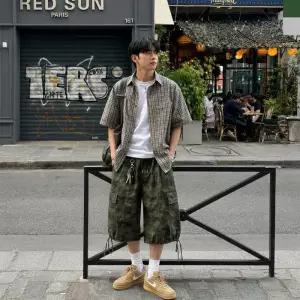 [179st]AGG 1015M 남자 카모 밀리터리 스트링 카고 버뮤다 밴딩 팬츠