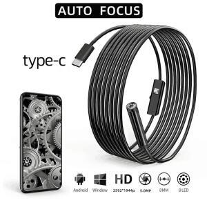 배관내시경카메라 차량용 자동 초점 내시경, HD1944P, 안드로이드 카메라, 120M, 5MP 미니 8MM USB 폰 검사 보어스코프, 하수도 C타입,