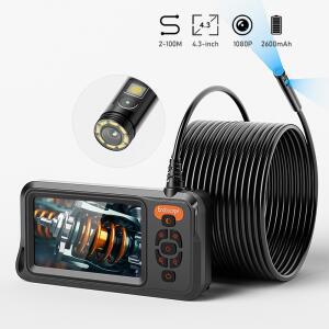 배관내시경카메라 내시경 카메라 듀얼 4 3'' IPS 8 스크린 검사 2600MAH LED 방수 스네이크 차량용 8MM 배관