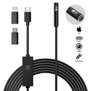 배관내시경카메라 C 내시경 듀얼 카메라 방수 USB 3IN1 안드로이드 폰용 차량용 검사 프로브 IOS 보어스코프
