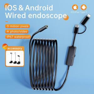배관내시경카메라 안드로이드 IOS 스마트폰용 내시경, 차량용 파이프, , 5 카메라 보로스코프, 검사 하수도 8MM 내시경 5MM,