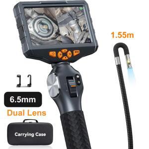 배관내시경카메라 TESLONG TD500 6 5MM 듀얼 관절형 1080P WIFI 양방향 내시경 스크린 카메라 IPS 조향 5인치 360