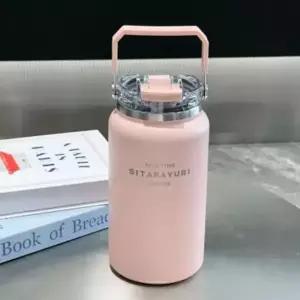 모닝 보틀 1200ml 1500ml 스테인리스 대용량 텀블러 휴대용 보온보냉 컵 커피 빨대포함