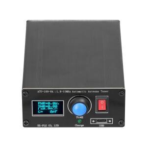ATU-100-0A 1.8-55MHz 미니 자동 안테나 튜너 0.91인치 OLED 디스플레이 알루미늄 합금 케이스(1500MAh 배