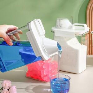 1100/1800/2300ml 세탁 디스펜서 파우더 보관함 밀폐형 투명 박스 뚜껑 포함 액체 용기