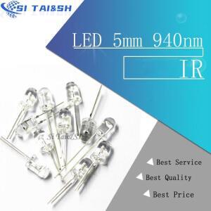 100개 LED 5mm 940nm IR 적외선 방출 원형 튜브 라이트 다이오드