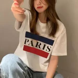 여자여름반팔티 여성티셔츠 여자반팔후드티 여자박스티 프린팅