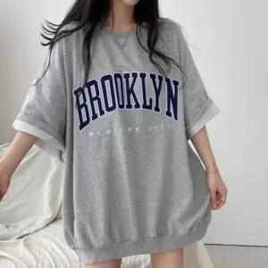 여성반팔 순면티셔츠 여성 브루클린 라운드티셔츠 4컬러 반팔티셔츠 박시
