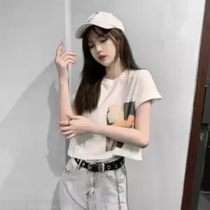 스탠다드핏 짧은기장 여자반팔면티 여름 크롭 크롭티 여자반팔티 여성티셔츠