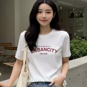 (선택 화이트)여성반팔티 여름 레터링 기본 반팔 라운드 티셔츠 화이트 레터링 셔츠 데일리 프린팅 예쁜티