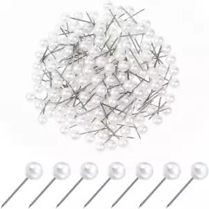 150 PCS 진주 푸시 핀 150개 꽃다발용 재봉용 천 원형 쇼트 월드 맵 보드 코크 재봉 공예 결혼식 휴일 DIY