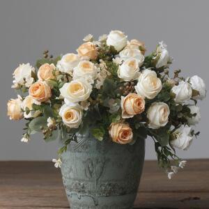 졸업꽃다발 하이 퀄리티 인조 꽃 실크 장미 꽃다발 웨딩 홈 데코레이션 식물 DIY 화환 액세서리 5 헤드/번들