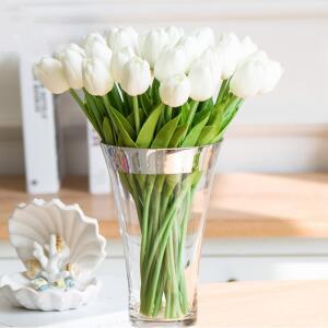 졸업꽃다발 10/30pcs 튤립 인공 꽃 터치 웨딩 장식 시뮬레이션 신부 부케 pu 홈 파티 꽃병