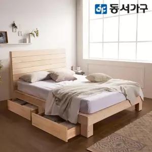 동서가구 동서가구 힐링 편백나무 패밀리 통나무 온 가족침대 서랍형 싱글＋양면매트리스 DF642890