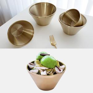 [쿠커스 판다] 티타늄 이중 빙수볼 /신일 골드(무광) 스텐접시 디저트볼 스탠 샐러드볼 그릇,빙수기