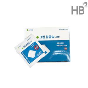 한의 크린스왑 알콜솜 개별포장 1통 100매 / 알콜스왑 소독용 일회용 탈지면 거즈 솜