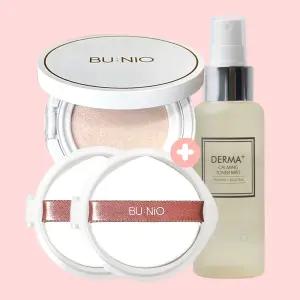 뷰니오 생얼쿠션세트(카밍쿨톤업선쿠션 본품25g+리필25gx2개+카밍토너미스트100ml) 광나는피부