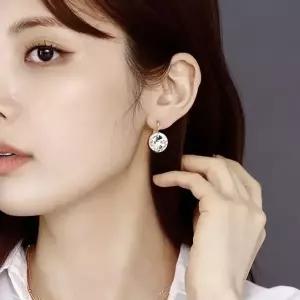 [하프클럽/]오스트리아 크리스탈 14mm 귀걸이 로즈골드 화이트