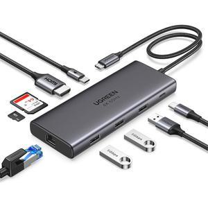 UGREEN Revodok Pro 109 USB C 허브 9인치 10Gbps 3.2 USBA 4K HDMI 100W 전원 공급 /Air용 SD /TF 카드 리더 기가비트 이더넷 16 15 /Max Thinkpad