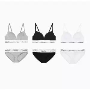 Calvin Klein Jeans 언더웨어 여성 모던코튼 AF 푸쉬업 브라 팬티세트 3 Color F3787AD QF7623AD