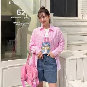 [핑크시슬리] 캔디체크 시어서커 박스 셔츠