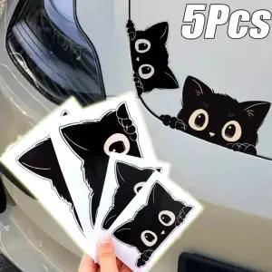5Pcs 스티커 검은 고양이 자동차 방수 PVC 데칼 스크래치 마스킹 귀여운 크리 에이 티브 또는 오토바이에