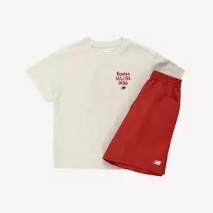 뉴발란스 키즈 에센셜 로고 반팔 세트 NK9YGB209U-64 티셔츠