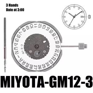 GM12 무브먼트 일본 MIYOTA 3핸즈 날짜 표시 위치 3시/6시