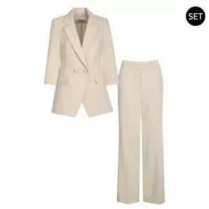 SET 여성 테일러드 카라 여름 정장 자켓+부츠컷팬츠