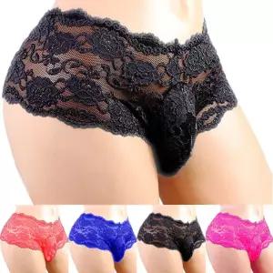 남성용 레이스 속옷 플러스 사이즈 통기성 팬티 Gstring 끈 조크스트랩 브 속바지