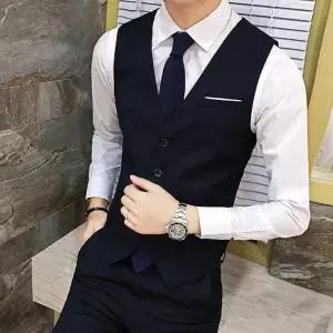 신사 양복 조끼 몸에 꼭 맞는 남성 비즈니스 솔리드 컬러 웨딩 웨이터 바 키퍼