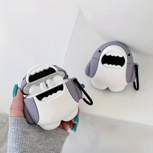 AirPods 4 1 또는 2 3 케이스 용 귀여운 실리콘 헤드셋 커버 Pro 만화 상어 무선 블루투스 이어폰 박스