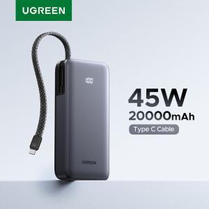 UGREEN 45W 20000mAh 보조배터리 삼성 S25 Ultra PPS 고속 충전 배터리 외장 배터리 용 내장 유형 C 케이블