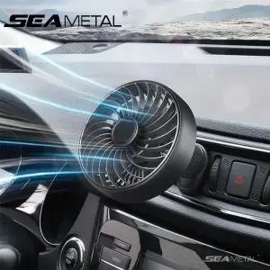 시메탈 3단 속도 5V 1A 차량용 USB 쿨링팬 360도 조절 가능 에어 아울렛 5엽 낮은 소음 트럭 SUV 세단용