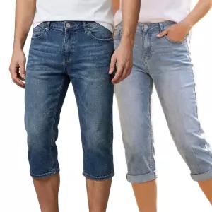 밴딩 남자 7부 청바지 반바지 남성 여름 스판 일자 청반바지 롤업